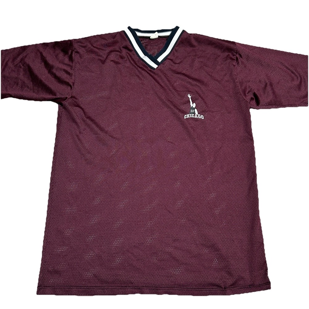 Vintage 90s Chicago 23 Mesh Jersey‎ Tee Made in USA Maroon Men's Large